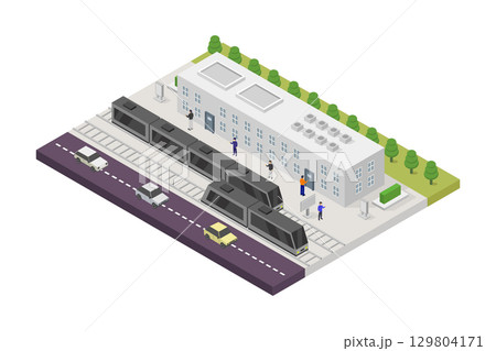 Isometric train station 129804171