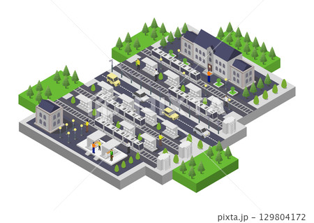 Isometric train station 129804172