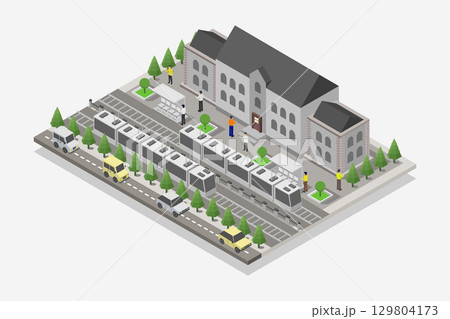 Isometric train station 129804173