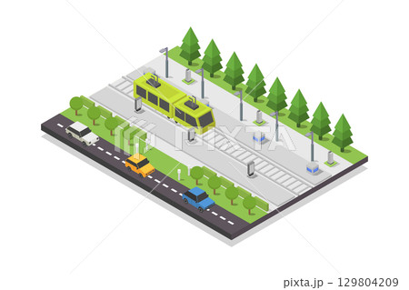 Isometric train station 129804209