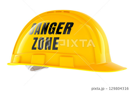 Construction hard hat with danger zone inscription, 3D rendering 129804316
