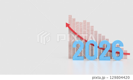 The 2026 for New year or Business Plan concept 3d Rendering. 129804420