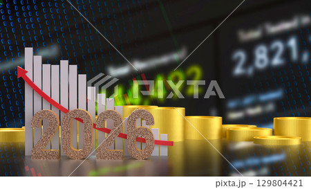 The 2026 for New year or Business Plan concept 3d Rendering. 129804421