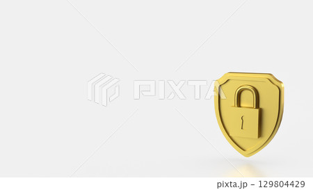 The Gold shield and Lock for Security concept 3d Rendering. The Gold shield and Lock for Security concept 3d Rendering. 129804429