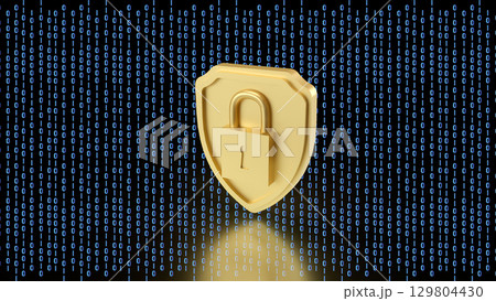 The Gold shield and Lock for Security concept 3d Rendering. 129804430