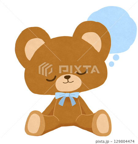 目を伏せて考え中のクマのイラストのイラスト素材 [129804474] - PIXTA