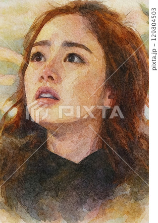 涙を流す女性 129804503