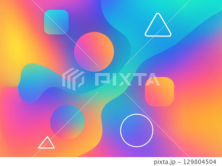 カラフルなグラデーションと幾何学模様の抽象背景イラスト カラフルなグラデーションと幾何学模様の抽象背景イラスト 129804504