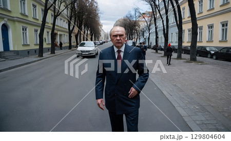 Confident Walk Along the Street 129804604