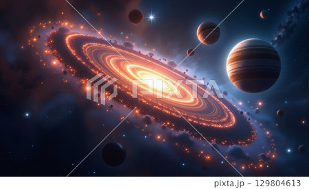 Vibrant Cosmic Creation Scene 129804613