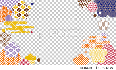 Autumn season colorful Japanese pattern background illustration 129804859