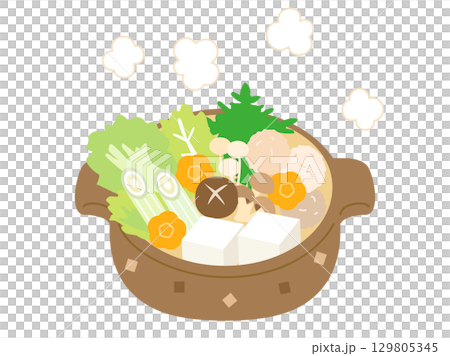寄せ鍋や水炊きをイメージしたイラスト 129805345