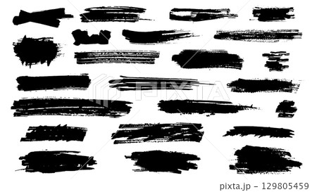 Collection of black paint brushstrokes, charcoal, liner and other strokes. Ink splashes, grunge Collection of black paint brushstrokes, charcoal, liner and other strokes. Ink splashes, grunge 129805459