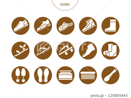 靴 メンズシューズ　アイコン ピクトグラム　ベクター イラスト　セット 129805643