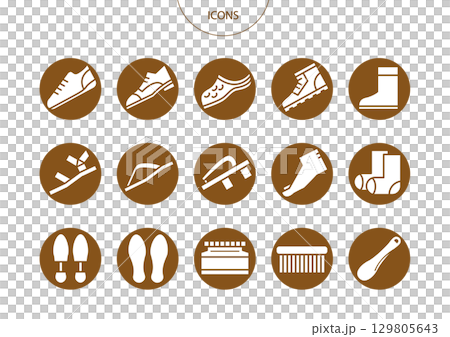 靴 メンズシューズ　アイコン ピクトグラム　ベクター イラスト　セット 129805643