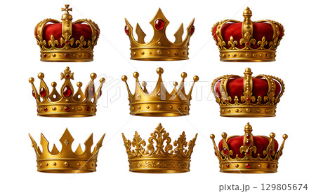 ロイヤルクラウンセット　リアル3Dイラスト 129805674