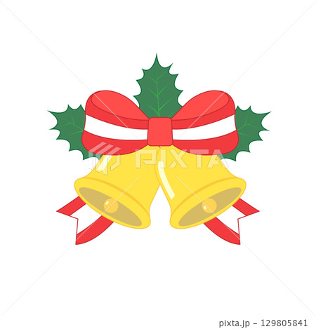 クリスマスのベルとリボンのイラスト素材 129805841