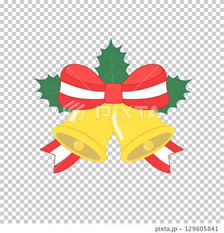 Christmas bell and ribbon illustration material 129805841