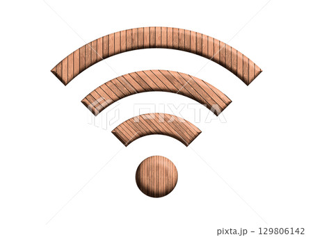 Wi-Fi ロゴ マーク 木製のwifiのアイコン イラスト ピクトグラム 129806142
