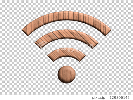 Wi-Fi ロゴ マーク 木製のwifiのアイコン イラスト ピクトグラム 129806142