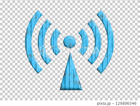 ブルーのWi-Fi ロゴ マーク 電波 アンテナのイラスト アイコン ピクトグラム　 129806346