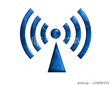 青いWi-Fi ロゴ マーク 電波 アンテナのイラスト アイコン ピクトグラム　 129806350