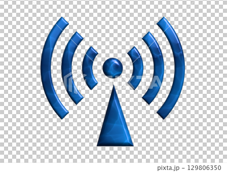 青いWi-Fi ロゴ マーク 電波 アンテナのイラスト アイコン ピクトグラム　 129806350