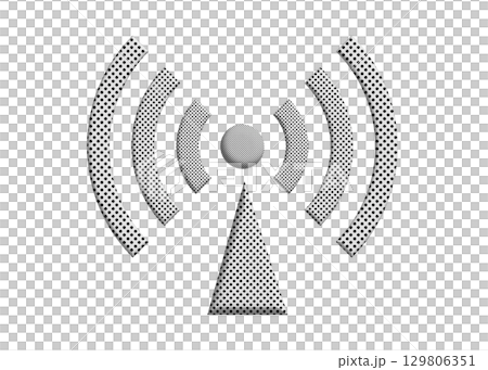 Monochrome polka dot Wi-Fi logo mark radio wave antenna illustration icon pictogram 129806351