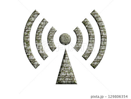 グレー 石のWi-Fi ロゴ マーク 電波 アンテナのイラスト アイコン ピクトグラム　 129806354