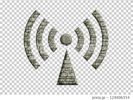 グレー 石のWi-Fi ロゴ マーク 電波 アンテナのイラスト アイコン ピクトグラム　 129806354