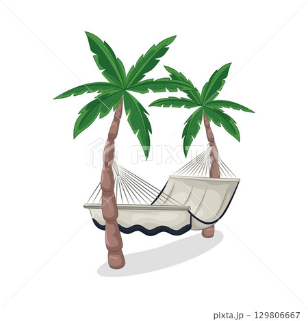 Illustration of Hammock hanging between palm trees 129806667