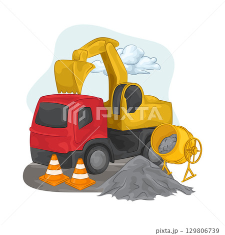 Illustration of Construction Truck Illustration of Construction Truck 129806739