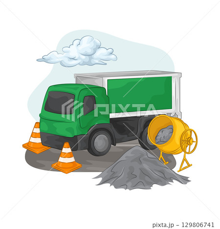 Illustration of Construction Truck Illustration of Construction Truck 129806741