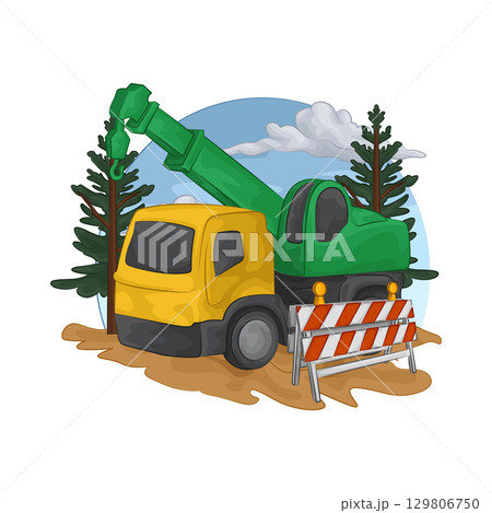Illustration of Crane Truck Illustration of Crane Truck 129806750