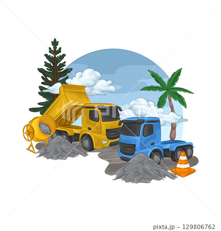 Illustration of Construction Truck Illustration of Construction Truck 129806762