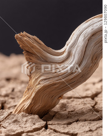 天然流木のクローズアップ 129807090