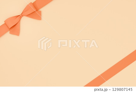 3D素材_リボン_オレンジ 3D素材_リボン_オレンジ 129807145