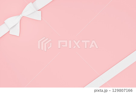 3D素材_リボン_白_ピンク 129807166