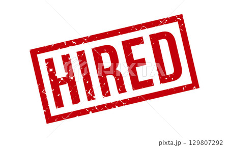Hired Rubber Stamp. Red Hired Rubber Grunge Stamp Seal Vector Illustration 129807292