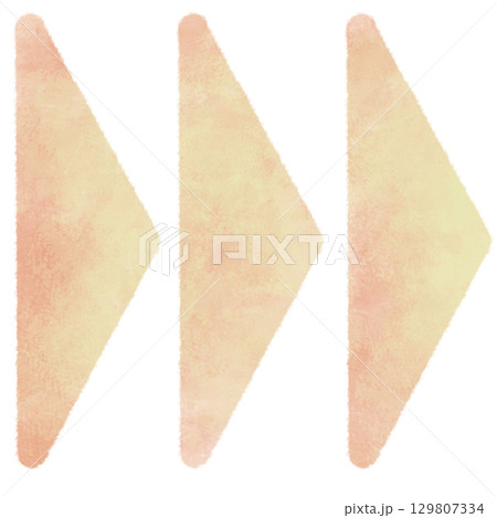 水彩風の黄色の早送りボタン矢印のイラスト 129807334