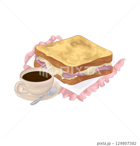 Illustration of Sandwich and Coffee Cup Illustration of Sandwich and Coffee Cup 129807382