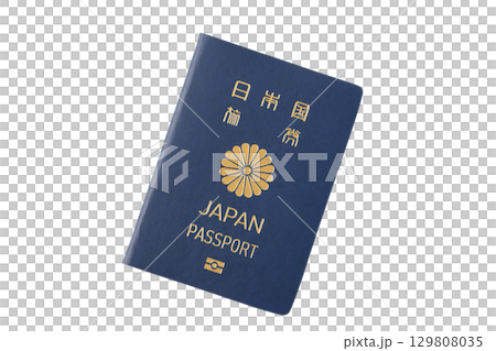 透明背景(png)に青色のパスポート(日本) 透明背景(png)に青色のパスポート(日本) 129808035