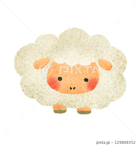 かわいいひつじの手描きイラスト素材 129808352