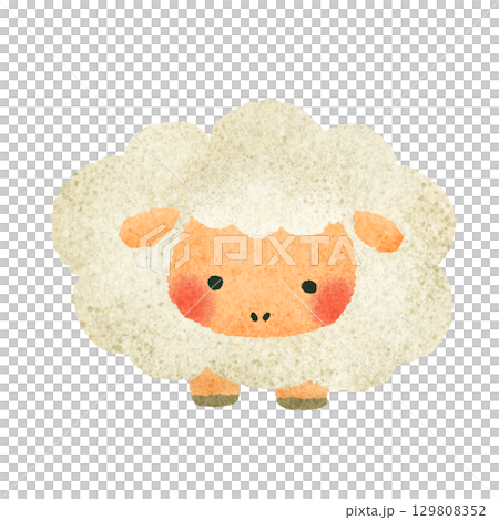 かわいいひつじの手描きイラスト素材 129808352