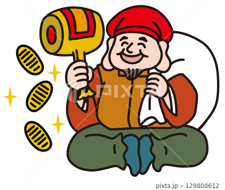 七福神の大黒天の手描きイラスト 129808612