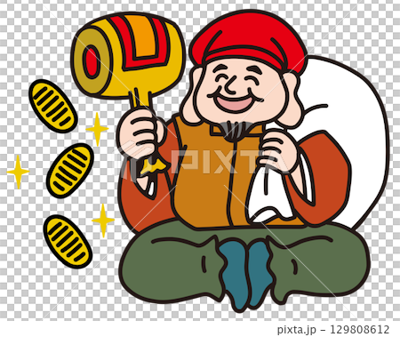 七福神の大黒天の手描きイラスト 129808612