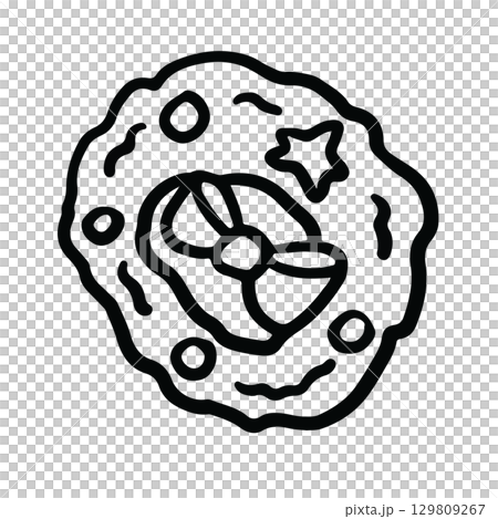 Hand drawn Christmas wreath outline for Christmas and New Year decoration, ornament, card print, sticker, festive winter, cute patches, shirt print, happy holiday, department store, brooch, pin Hand drawn Christmas wreath outline for Christmas and New Year decoration, ornament, card print, sticker, festive winter, cute patches, shirt print, happy holiday, department store, brooch, pin 129809267