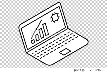 Fintech icon for image of investment advice using AI, black and white 129809666