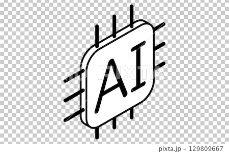 AI fintech icon, black and white 129809667