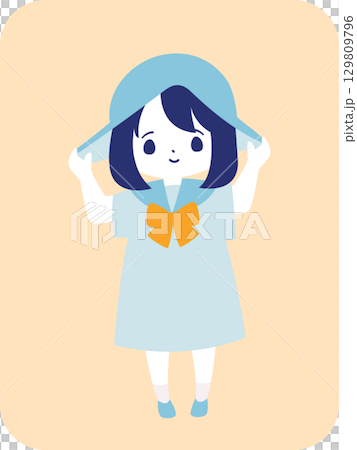 セーラー服を着ているかわいい女の子 セーラー服を着ているかわいい女の子 129809796